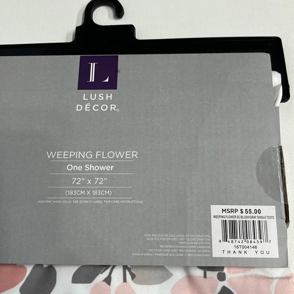 NWT-Lush Decor Weeping Flower. Shower Curtain.72 inches length x 72 inches wide.